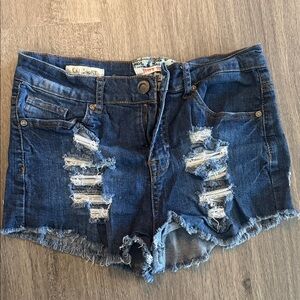 Hot Kiss Blue Distressed Jean Shorts